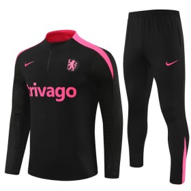 Tréninkový Mikina Chelsea Čtvrt Zip Černá 2024-25